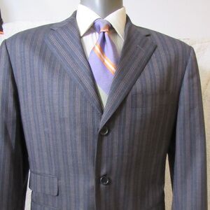 ALFRED‎ DUNHILL Men's Gray Stripe WOOL 3 Button Stack Pocket Sport Coat